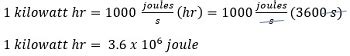 kilowatt hours to joules conversion.